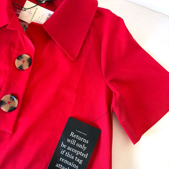 TUCKERNUCK NWT Scout Large Buttons Mini Dress in Red Size S - Picture 8 of 12